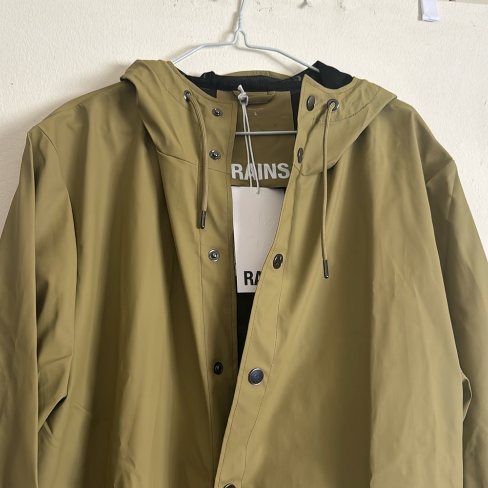 RAINS Khaki Long Jacket NWT